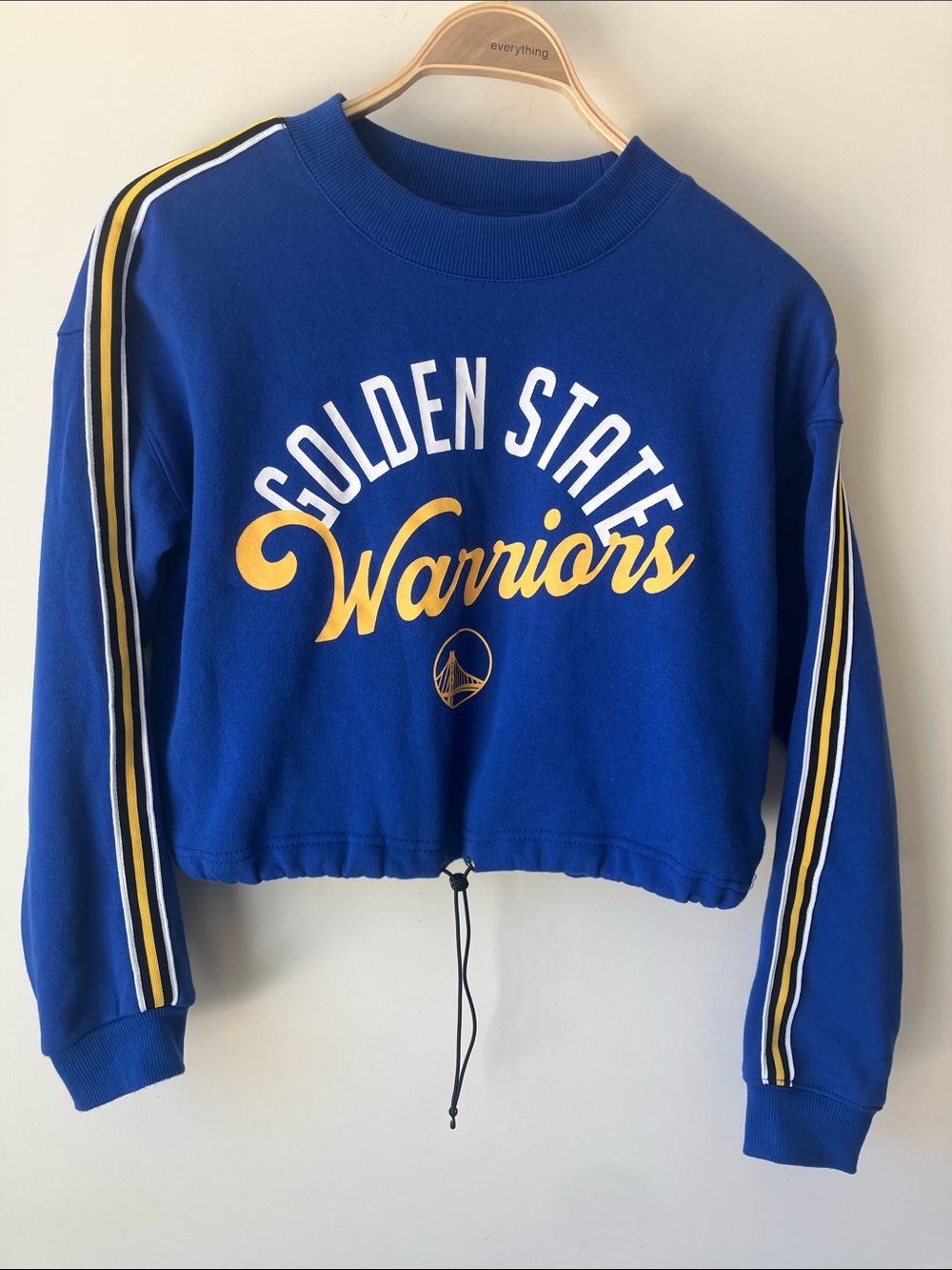 Golden State Warriors NBA Bright Blue Crewneck Crop Sweatshirt Team Logo Size S